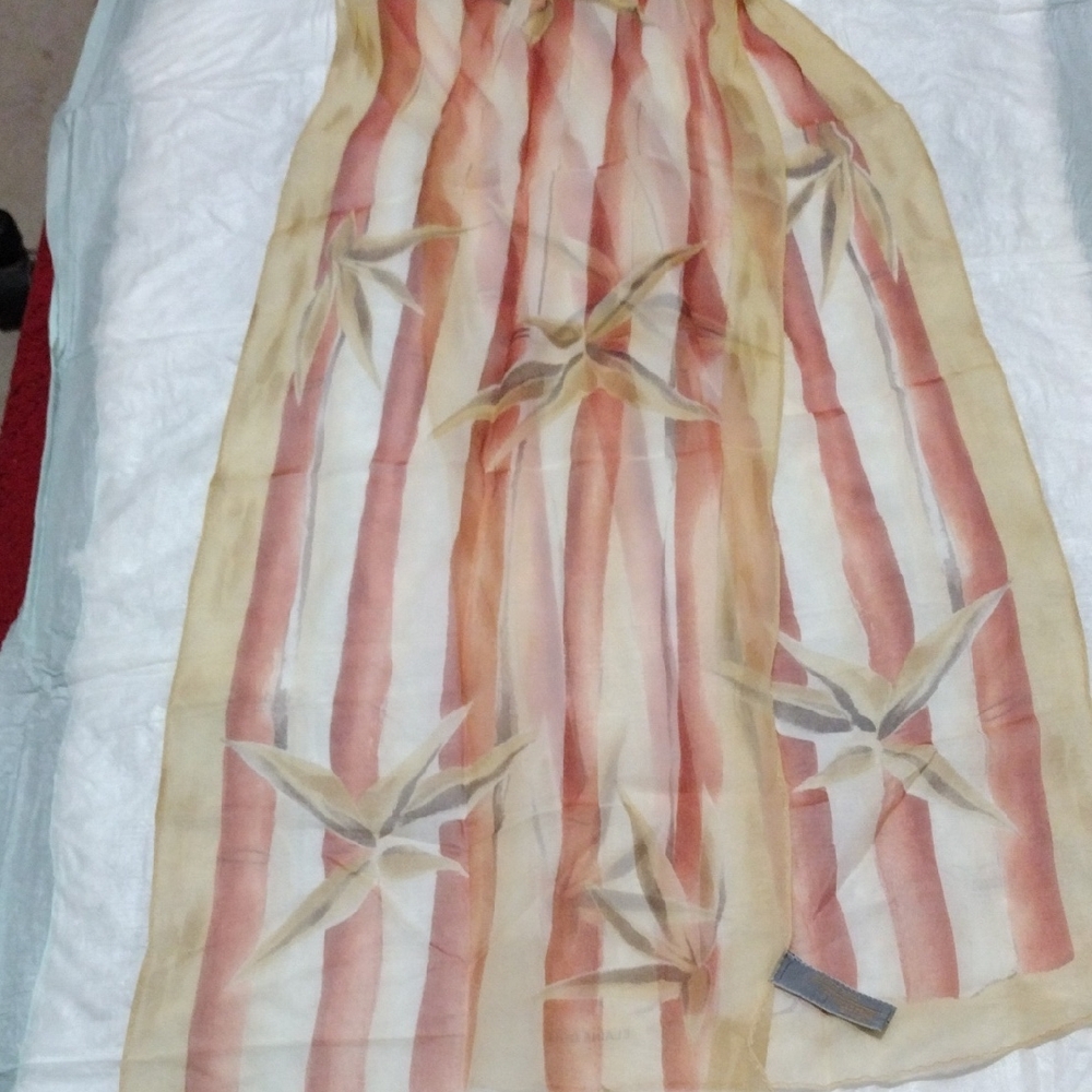 Oblong Bamboo Motif Elaine Gold Vintage Scarf